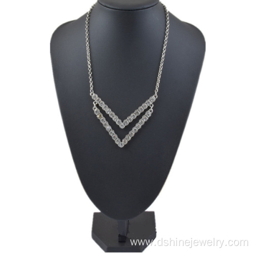 Handmade Silver And Gold Plated Alloy Rhinestone Necklace